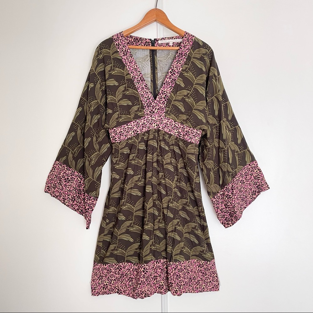 Rachel Roy Kimono Palm Leaves Print Rayon Dress